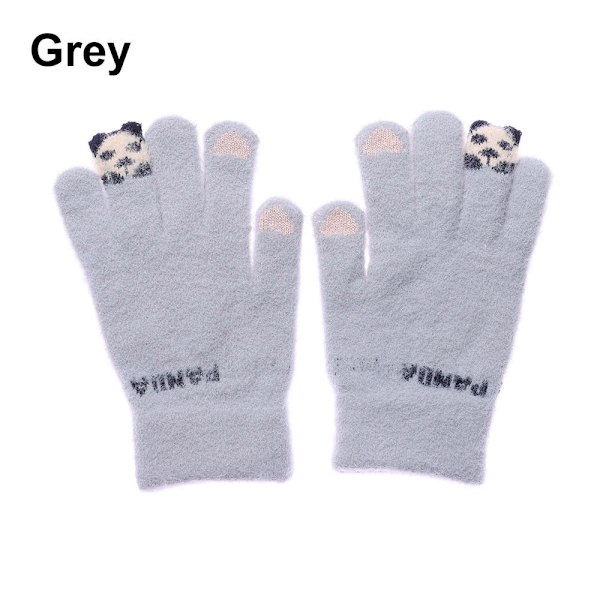 2023 Elastiska Fullfingerhandskar Varma Tjocka Cykelkörningsmode Dam Herr Vinter Varma Stickade Yllehandskar Utomhus New Cute-grey One Size