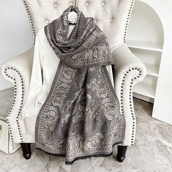 Naisten huivi, hartiahuivi, talviasuste, toimistopeitto, torkkupeitto, cheongsam-peitto, kashmir-tyylinen tupsullinen lämmin huivi Blue Bird camel 70*180CM