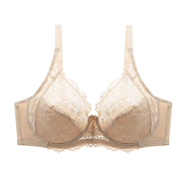 Plus Size Damunderkläder BH Transparent Sexig Spets 36 38 40 42 44 46 E F Cup Dam BH Beige 85E