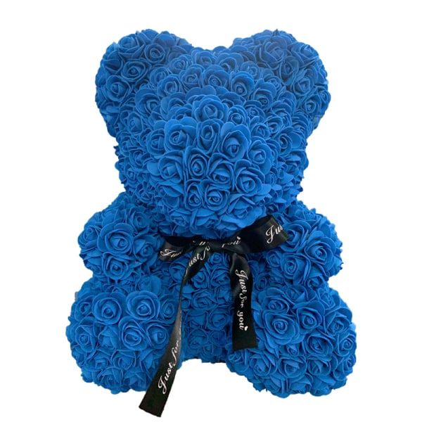 40cm Rose Bear Heart Konstgjord Blomster Rose Nalle För Kvinnor Alla hjärtans bröllop Födelsedag Julklapp Deep blue 25CM