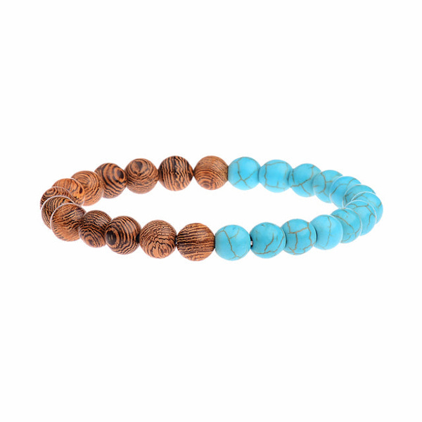 8mm Nya Naturliga Träpärlor Armband Män Svart Etnisk Meditation Vitt Armband Kvinnor Böne Smycken Yoga Armband Homme 005-B2