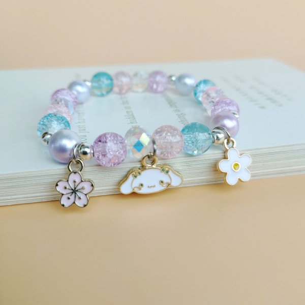 Söpö sarjakuva My Melody lasten helmikoristeinen kristalli naispuolinen pari opiskelijatyttöystävien lahja väri rannekoru asusteet 03 White Butterfly