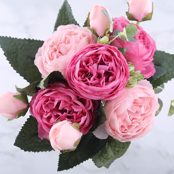 30cm Rosarosa Silkes Pion Konstgjorda Blommor för Hem Bröllopsdekoration inomhus Pink Champagne