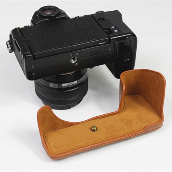 Gäller Fuji X-s10 Camera Protective Leather Case Xs10 Mirrorless Camera Bag Xs10 Shell Brown