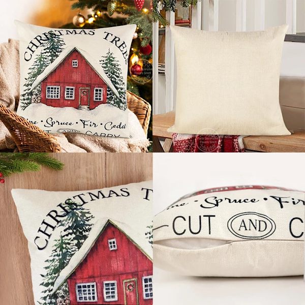 Merry Christmas Kuddfodral 45x45cm Prydnadskudde Vinter Juldekorationer för Hem Träd Hjort Soffa Kuddfodral 0