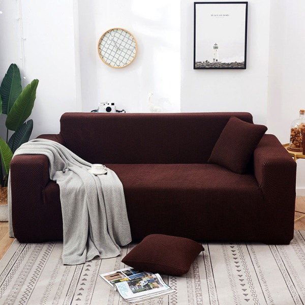 Ensfarvet Fire Sæsoner Universal Sofabetræk Nordisk Moderigtigt Strikket Strækbart Altomfattende Sofabetræk Støvtæt Sofahynde Sapphire blue M [double length within 145-185cm]]