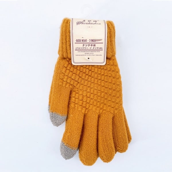 Cashmere Stickade Vinterhandskar för Kvinnor Cashmere Stickade Dam Herr Höst Vinter Varma Tjocka Handskar Skärmskidhandskar Dark blue One Size