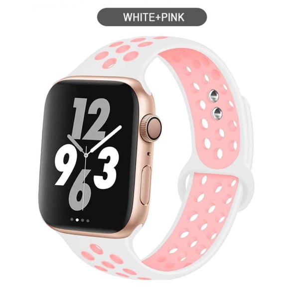 Silikonrem för Apple Watch band 44mm 40mm 38mm 42mm Andningsbart handled Sportbältesarmband iWatch serie 5 4 3 2 SE 6 klockband White with glitter 38MM or 40MM-M L