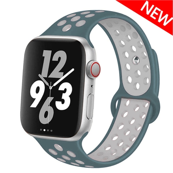 Silikonrem för Apple Watch band 44mm 40mm 38mm 42mm Andningsbart handled Sportbältesarmband iWatch serie 5 4 3 2 SE 6 klockband Black blue 38MM or 40MM-M L