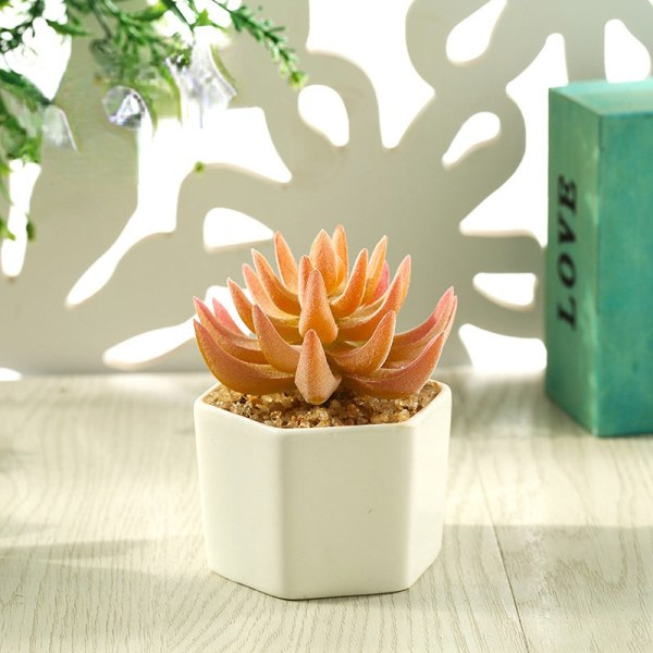 Kunstig sukkulent plante bonsai (potte inkluderet) Kunstig blomst kreativ dekoration kunstig plante Small smiling Lotus flocking Red