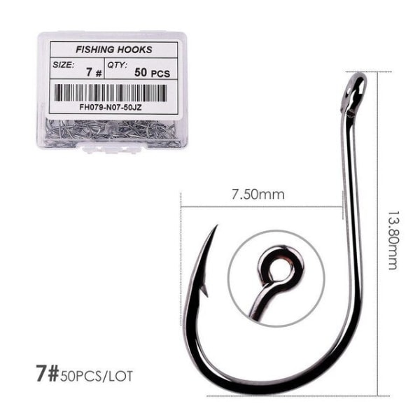 Fishhook 50 stk / 20 stk / Eske Sirkel Karp Øye Fiskekrok Størrelse 2-22# Ringøye Japan Fiskekroker Fiskekroker Enkel Jigg Fiskekrok Utstyr Size 22 - 20pc