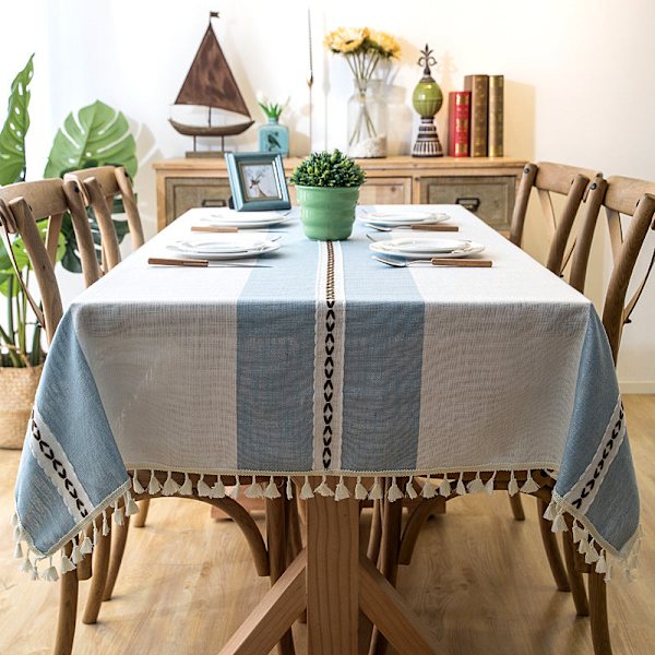 Jacquard Imitation Bomuld og Linned Broderi Kvaster Dug Blonde Geometri Rektangel Borddug Gray stripe 140x180