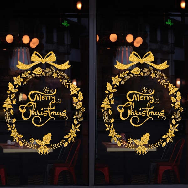 DIY Nye God Jul Dekor Vindusklistremerker Santa Elk Veggklistremerke For Julehjem Dørvindu Display Dekor Godt Nyttår style C