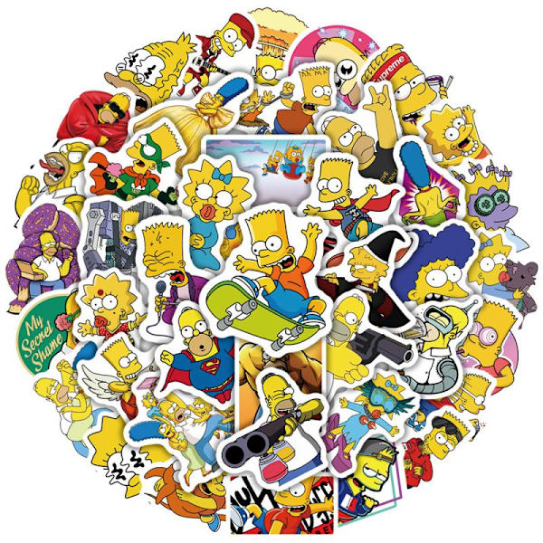 50 st Simpson Klistermärken Vattentät Dekal Tecknad Klistermärke för Skateboard Ryggsäck Anteckningsbok DIY Pappersvaror Klassisk Barnleksak Present 50PCS4