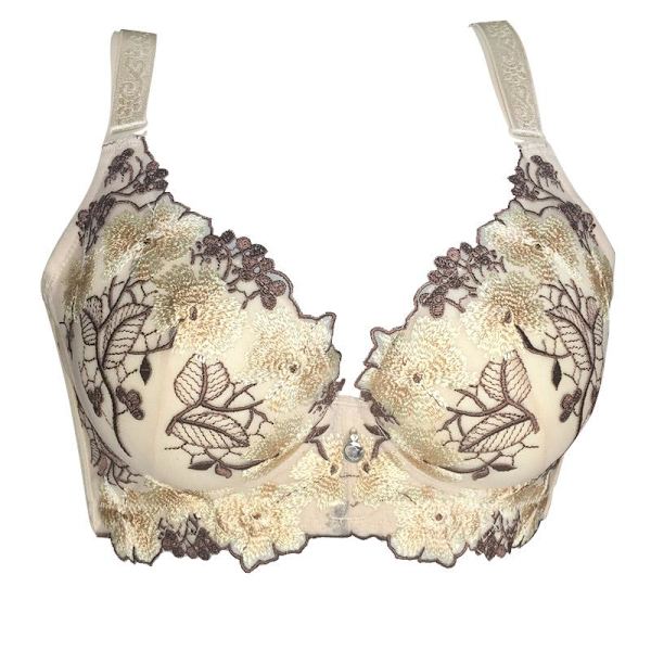 Klassisk Kineseri Broderi BH Stor Storlek Push Up BH Förtjockad Bröstkudde Underkläder BC Kupa Grey 38/85