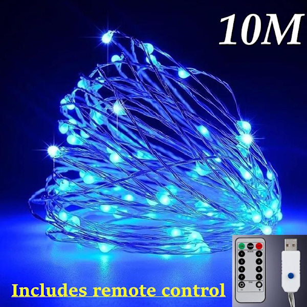 3 STK Stjerneklart Romantisk LED Gardinlys til Juletræ/gave/Hjem/Guirlande/Dekoration Blue 10M