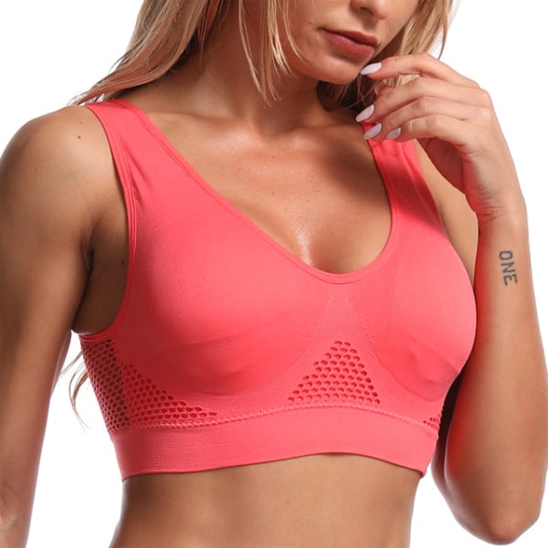 Yoga-bh crop top fitness gym löpning sportkläder damunderkläder 5325Rose Red XL