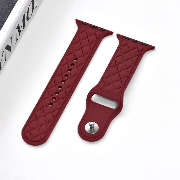 Klockarmband för Apple Watch iWatch 1/2/3 generationen 42mm/44/45/46/49mm universal diamantformad silikon - vinröd