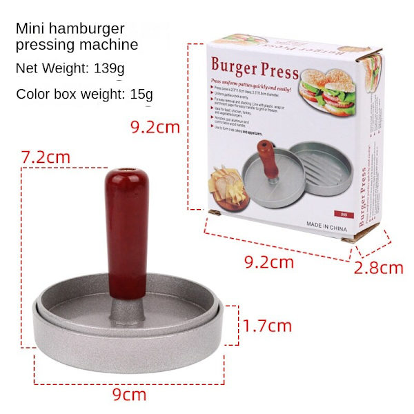 Manuell Hamburgerpresse med Non-Stick Finish, Patty Trykk, Hamburgerform, Plasthåndtak, Kjøttpressemaskin Mini Hamburger press oiled paper