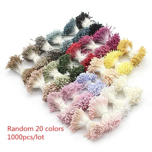 Hobbyartikler 144/420/600/1000 stk./Lot Blomster Pollenbærere 2mm DIY Kunstige Blomster Krans Til Bryllupsfest Hjemmeinnredning D0401 Random color 1000pcs
