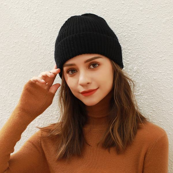 Enfärgad Stickad Mössa Barn Höst och Vinter Ny Koreansk Stickad Mössa Studenter All-Match Kupol Ullmössa Beanie Mössa Trend Red Average size