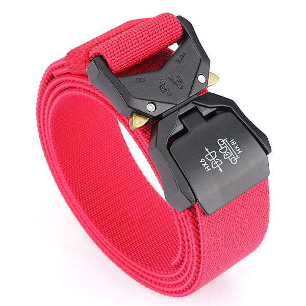 Taktiskt midjeband i nylon för män, elastiskt byxbälte, militär fläktverktygsbälte Plain-Red 125cm