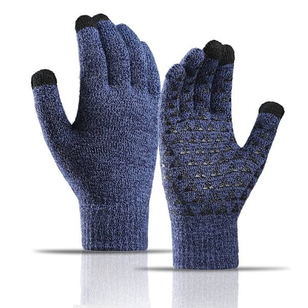 Varm Vintermössa Halsduk Handskar Set Unisex Varm Stickad Mössa Halsvärmare Handskar för Män Kvinnor -B5 Gloves hidden blue
