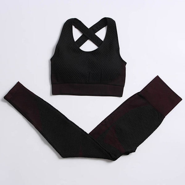 Yoga Set Träningskläder gym fitness för damer träningsdräkt bar pents black XL