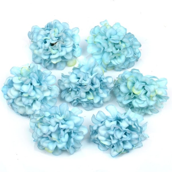 100 stk./lot Silke Hortensia Kunstige Blomsterhoder For Bryllup Juledekorasjon DIY Krans Scrapbooking Håndverk Falske Blomster Gradient orange