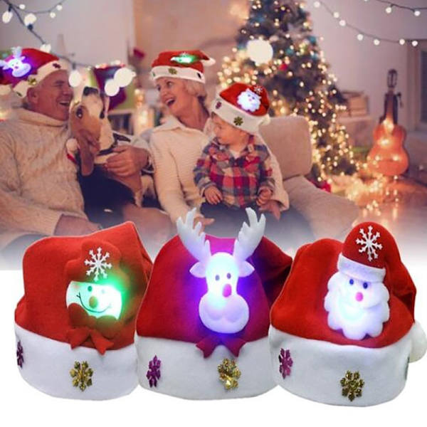 God Jul Hatt Lysande LED-Mössa Snögubbe Älg Jultomte Hattar För Barn Vuxna Julklapp Dekoration snowman child