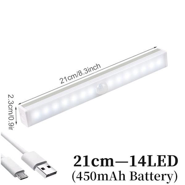 Trådløs LED Nattlys Bevegelsessensor Lys Skap Nattlampe For Kjøkken Soverom Skap Trapp Bakgrunnsbelysning 10 LED white