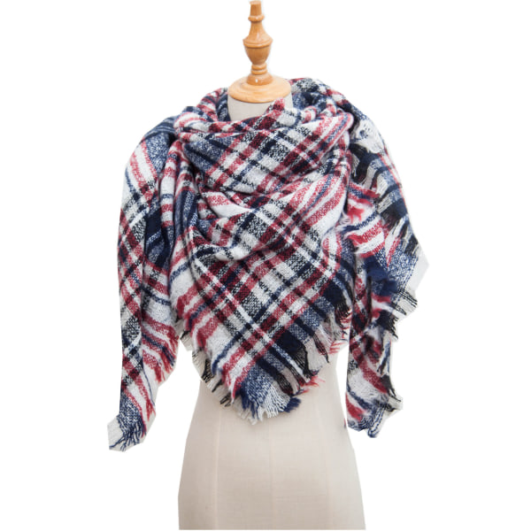Ny Höst- och Vinter Sjal Cirkel Garn Borst Förtjockad Rutig Fyrkantig Halsduk Kappa scarfgirl1037SF 135cm