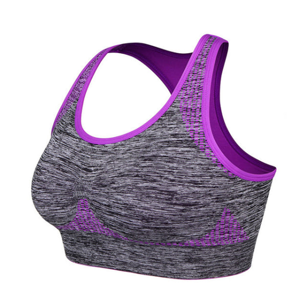 Yoga BH Push Up Gym Løbe BH Sømløs Trænings Fitness BH Top Blue S