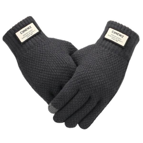 Vinter Herre Strikkede Hansker Touchscreen Høy Kvalitet Mann Votter Tykkere Varm Ull Kasjmir Solid Herre Business Hansker Høst Black One Size