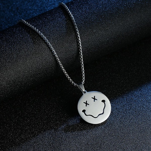 Herre Statement Poker Lucky Ace of Spades Vedhæng Halskæde Rød Sort Sølvfarve Rustfrit Stål Lang Kæde Halskæder Smykker thick chain smile