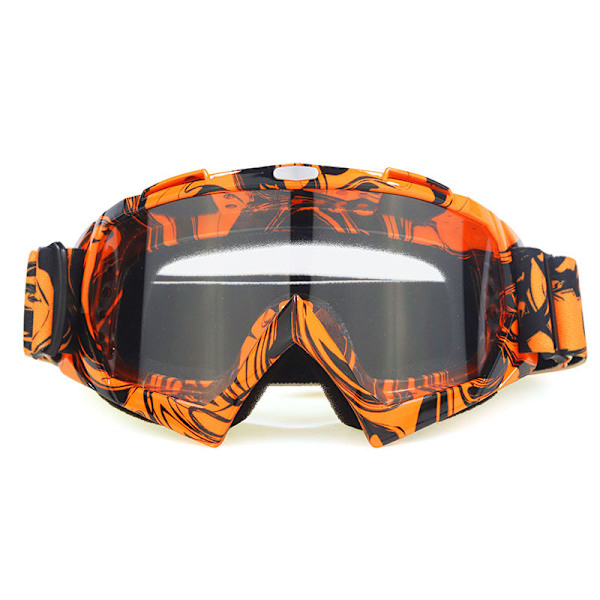 Motorcrossglasögon för utomhusbruk, skidglasögon, hjälmglasögon, riddarutrustning, utomhusglasögon för män och kvinnor Orange black frame transparent sheet 17cm