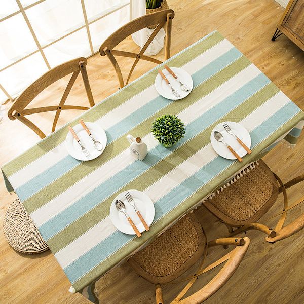 Jacquard Imitation Bomuld og Linned Broderi Kvaster Dug Blonde Geometri Rektangel Borddug Gray stripe 140x200