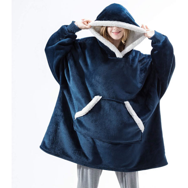 Tæppe med Ærmer Kvinder Oversized Hættetrøje Fleece Varm Hættetrøjer Sweatshirts Kæmpe TV Tæppe Kvinder Hættetrøje Morgenkåbe Zebra One Size