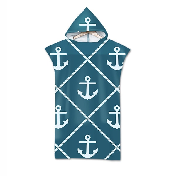 Mikrofiber Badehåndklæde Hætte Surf Strand Badetøj 3D Printet Anker Svømme Poncho Hurtigtørrende Morgenkåbe 6 75x110CM