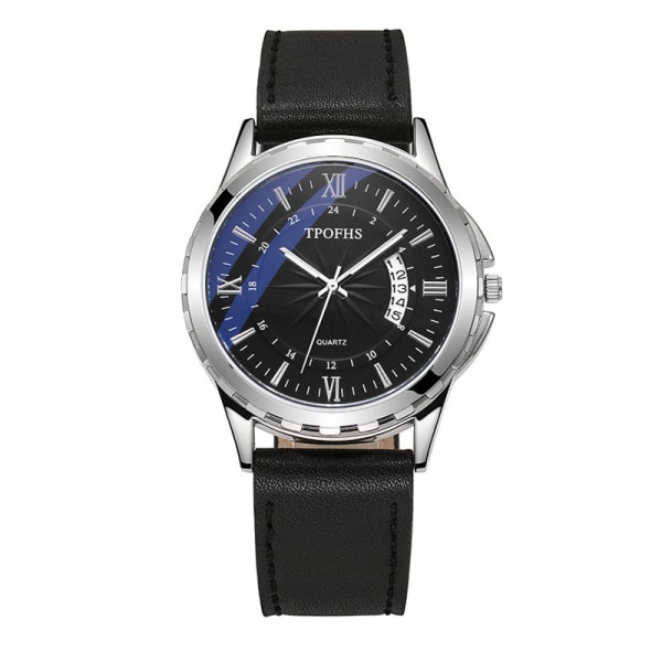 Herreklokke Enkel Kalender Stjernelysmønster Klokke Herre Business Stålreim Quartz Klokke White surface blue scale Green Belt