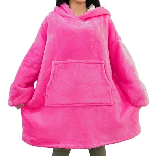 Tæppe med Ærmer Kvinder Oversized Hættetrøje Fleece Varm Hættetrøjer Sweatshirts Kæmpe TV Tæppe Kvinder Hættetrøje Morgenkåbe 623 rose One Size
