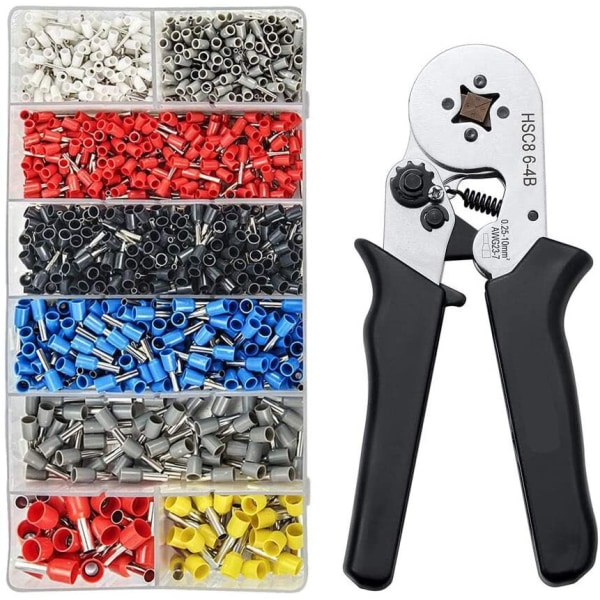 0,08-10mm Rörtångsklämmor Verktygsset Nytt 1200st Terminalklämmor Mini Elektrisk Tång HSC8 Precisionsklämsats Black and 1200pcs