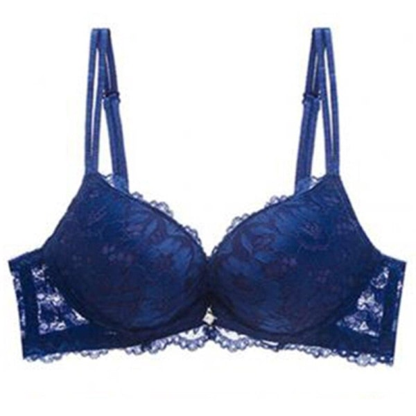 Sexig Push Up BH Djup V Urringning BH Tjock Bomull Kvinnor Underkläder Spets Lila Broderi Blommor Lingerie Red 75A