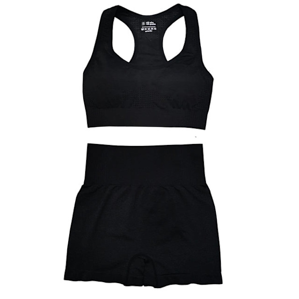 Joogasetti treenipaidat urheiluhousut rintaliivit kuntosalivaatteet shortsit naisille 2pcsShortBlack M