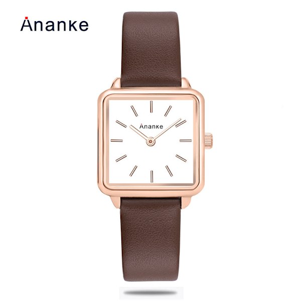 Damklocka Mode Casual Damklocka Japanskt Urverk Läderarmband Vattentät Kvarts Klocka An2502