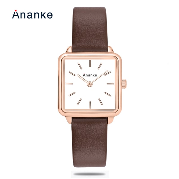 Damklocka Mode Casual Damklocka Japanskt Urverk Läderarmband Vattentät Kvarts Klocka An2504