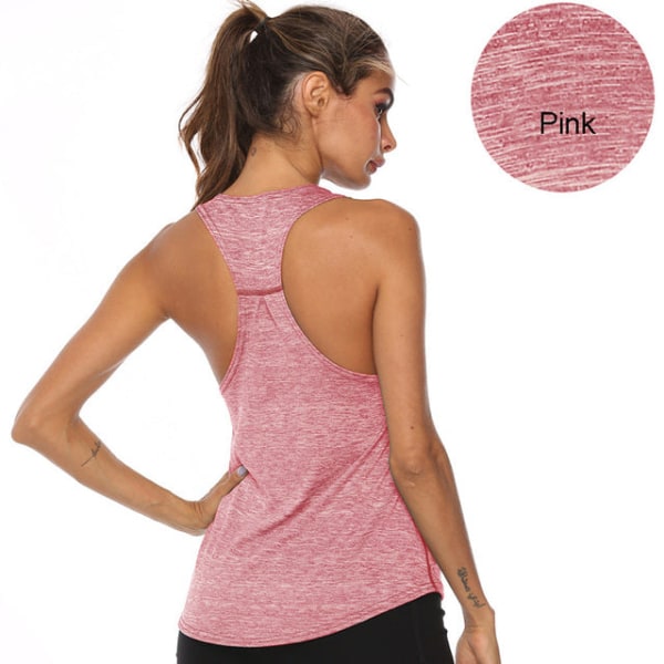 Yogaskjortor Dam Sport Singlet Athletic Fitness Sport Linne Pink XL