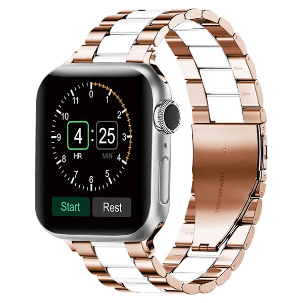 Klockarmband för Apple Watch iWatch för S10-42mm 38/40/41mm Roséguld Vit