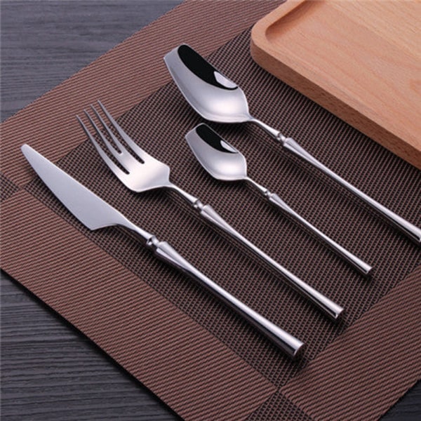 Bestickset i rostfritt stål Guld Bestickset Västerländska Matbestick Servis Julklapp Gafflar Knivar Skedar Overseas Bright Silver