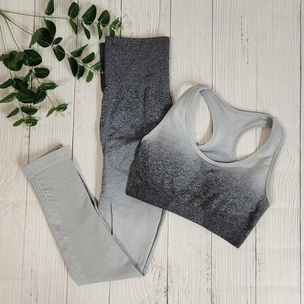 Yoga Sæt BH og Leggings Fitness Sportstøj Outfit Til Kvinder Green pants M